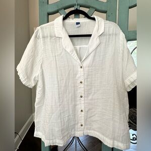 White Cotton Button-Down Top